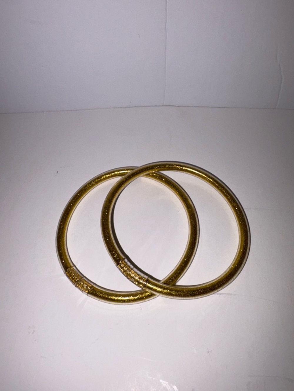 Gold Glitter Metal Bangle Bracelets - Women Jewelry